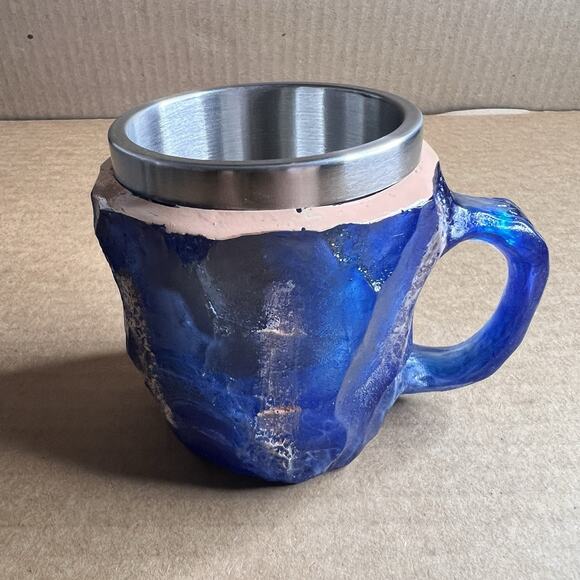 Plastic Faux Mineral Crystal Coffee Cups 4‎ OUNCES Novelty Stainless Steel SET/4 - Picture 12 of 14